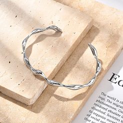 女性用304ステンレススチールカフバングル  ステンレス鋼色  内径：1-7/8 x2-1/2インチ（4.7x6.2cm）&nbsp;BJEW-B108-14P