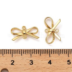 真鍮製コネクタチャーム  ちょう結びのリンク  18KGP本金メッキ  9x15x3mm  穴：1.2mm&nbsp;X-KK-P285-10G