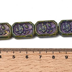 塗装ガラスビーズ連売り  ゴールドライン入り  バラの花の長方形  ミックスカラー  18x13x5mm  穴：1.2mm  約20個/連  14.09''（35.8センチメートル）&nbsp;GLAA-Z021-05
