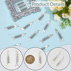 チベット風アロイペンダント24個  魚の骨  アンティークシルバー  49.5x10x3mm  穴：2mm&nbsp;FIND-SC0021-15