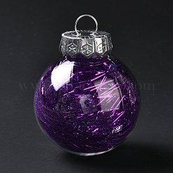 クリスマスをテーマにしたペンダントデコレーション  アルミニウムのパーツを伴うプラスチックボール  クリスマスツリーの飾り用  パープル  77x58mm  穴：11mm&nbsp;HJEW-P011-C01
