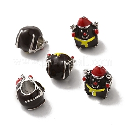 クリスマステーマ合金エナメルヨーロッパビーズ  大穴ビーズ  プラチナ  雪だるま  13x10.5x10mm  穴：4.7mm&nbsp;PALLOY-D058-01P-06