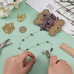 DIY 手作り真鍮と天然アメジストチップビーズチェーンネックレス/ブレスレット作成キット  2.5x1x0.5mm&nbsp;DIY-FG0006-70A