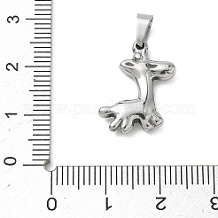 304ステンレスペンダント  201ステンレススチール製アイスピックピンチベイル付き  キリンチャーム  ステンレス鋼色  19x16x3.5mm  穴：6x3.5mm&nbsp;STAS-B141-02B-P