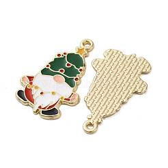 クリスマス合金エナメルペンダント  カドミウムフリー＆ニッケルフリー＆鉛フリー  ゴールドカラー  ノームの魅力  濃い緑  30.5x19x1.5mm  穴：1.6mm&nbsp;X-ENAM-V002-02J-G