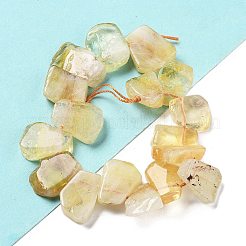 加熱された天然シトリンビーズ連売り  ナゲット  トップ掘削  16~17x18~23.5x6~8mm  穴：0.7mm  約15個/連  7.28~7.72''（18.5~19.6センチメートル）&nbsp;G-P528-K07-01