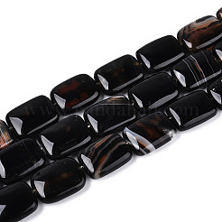 天然石瑪瑙ビーズ連売り  染め  長方形  シエナ  17~19x13~14x5~6.5mm  穴：1mm  約22個/連  15.55~15.75インチ（39.5~40cm）&nbsp;G-N356-03A-02