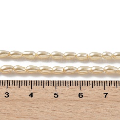ポリッシュシェルパールビーズ連売り  ティアドロップ  シャンパンゴールド  5.5x3.5mm  穴：0.5mm  約74個/連  15.9インチ（40.5cm）&nbsp;BSHE-L042-A01-01