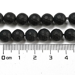 ナチュラルブラックオニキスビーズ連売り  多面カットラウンド  染め＆加熱  艶消し  8mm  穴：1mm  約49個/連  15.1インチ&nbsp;G-D710-8mm-06