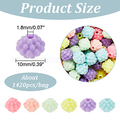不透明なプラスチックビーズ  ベリービーズ  ヤマモモ  ミックスカラー  9.5x10mm  穴：1.8mm  約1420個/袋&nbsp;KY-WH0046-64