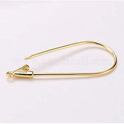真鍮チャーム  長持ちメッキ  18KGP本金メッキ  ニッケルフリー  開いた涙  46x23x0.8mm  穴：1mm&nbsp;KK-F727-23G-NF
