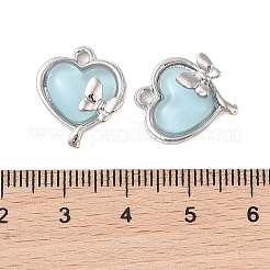 合金と樹脂のペンダント  ハートチャーム  プラチナ  空色  17x14x7mm  穴：1.6mm&nbsp;LS-FIND-Z053-04B-04