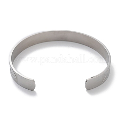 女性用304ステンレススチールカフバングル  手動研磨  ステンレス鋼色  3/8インチ（0.9cm）  内径：2-1/2インチ（6.35cm）&nbsp;BJEW-U010-01P