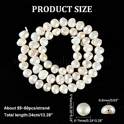 1 連売り天然養殖淡水真珠ビーズ 連売り  ポテト  ビスク  5~6x6~7mm  穴：0.8mm  約55~60個/連  13.39インチ（34cm）&nbsp;PEAR-PH0001-17