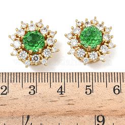 真鍮製マイクロパヴェキュービックジルコニアビーズ  フラットラウンド  18KGP本金メッキ  ミックスカラー  17.5x19x11mm  穴：1.8mm&nbsp;KK-H526-15G
