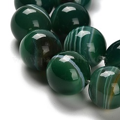 染めた天然バンド瑪瑙ビーズ連売り  ラウンド  ティール  14mm  穴：1mm  約27個/連  14.88~15.35''（37.8~39センチメートル）&nbsp;G-G175-A07-01