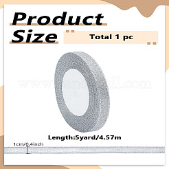 オーガンジーリボン 5ロール  グリッターメタリックリボン  ラメリボン  銀  3/8インチ（10mm）  約25.00ヤード（22.86m）/セット&nbsp;OCOR-LP0002-88B