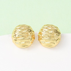 テクスチャ加工された丸い真鍮のスタッドピアス  18KGP本金メッキ  18x18mm&nbsp;EJEW-D346-05G