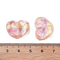 半透明樹脂デコデンカボション  水の波紋とキラキラパウダーのピーチハート  ピンク  17.5x21x8.5mm&nbsp;CRES-M001-05A-03