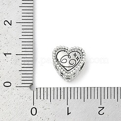 925スターリングシルバーヨーロピアンビーズ  ハート  蟹座  9.5x9.5~10x7mm  穴：4.5mm&nbsp;STER-R005-02AS-04