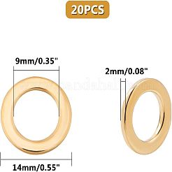 304ステンレススチールリンクリング  リング  ゴールドカラー  14x2mm  内径：9mm  20個/箱&nbsp;STAS-UN0005-31