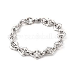 304ステンレススチール製アンカーチェーンブレスレット（女性用）  ステンレス鋼色  8-1/4インチ（20.8cm）&nbsp;BJEW-F488-02P