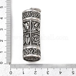 316サージカルステンレスペンダント  柱と葉  アンティークシルバー  15x15.5mm  穴：7mm&nbsp;STAS-Z165-06AS-02