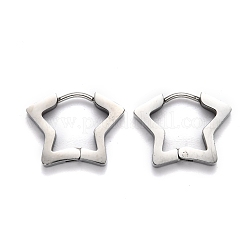 変色しにくい304ステンレススチール製スターハギーフープピアス  ステンレス鋼色  14x18.5x3mm  ピン：1mm&nbsp;STAS-H156-07P