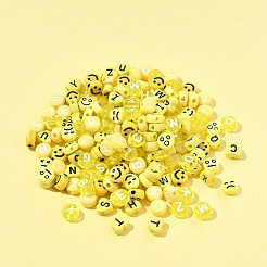 200個の不透明なアクリルビーズ  混合図形  きいろ  7x7x3.5~4mm  穴：1.5~1.6mm&nbsp;MACR-FS0001-87
