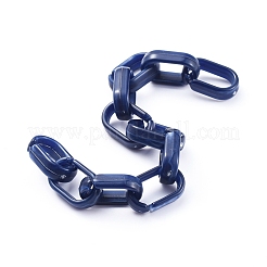 手作りアクリルアズキチェーン  天然石風  フラットオーバル  ダークブルー  リンク：18.5x11.5x4.5mm  約39.37インチ（1m）/連&nbsp;AJEW-JB00535-01