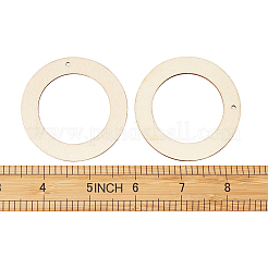 ウッドペンダント  リング  アンティークホワイト  60x3.5mm  穴：2mm&nbsp;WOOD-TAC0003-05A