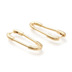 真鍮huggieフープピアス  安全ピン形状  ゴールドカラー  29x11.5x2.5mm  ピン：0.8mm&nbsp;KK-M207-04G