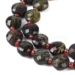 天然石ドラゴンブラッドビーズ連売り  多面カット  フラットラウンド  シードビーズで  9.5~10x5~6mm  穴：1mm  約32~34個/連  15.75~14.96''（38~40センチメートル）&nbsp;G-B094-A21-01