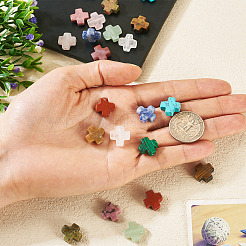 22 個 11 スタイルの天然 & 合成混合宝石ビーズ  クロス  13~13.5x12.5~13x4~5mm  穴：1mm  2個/スタイル&nbsp;G-TA0002-52