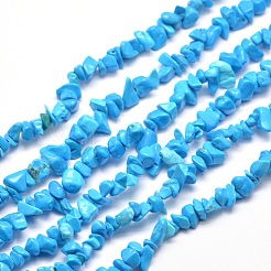 合成ターコイズさざれ石のビーズ連売り  染め  ライトスカイブルー  5~8x5~8mm  穴：1mm  約31.5インチ&nbsp;X-G-M205-54