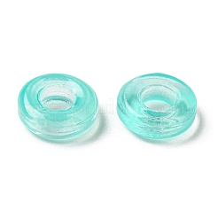 透明ガラス欧州ビーズ  大穴ビーズ  ドーナツ  アクアマリン  10x3mm  穴：3.0~4.3mm&nbsp;GLAA-D009-01I