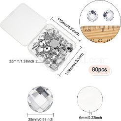 台湾製アクリルラインストーンフラットバックカボション80個  多面カット  半円/ドーム  透明  25x6mm  80個/箱&nbsp;GACR-FG0001-09