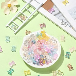 100個の電気メッキ透明ガラスビーズ  蝶結び  ミックスカラー  9.5x12.5x7mm  穴：1.2mm&nbsp;EGLA-CJ0001-21