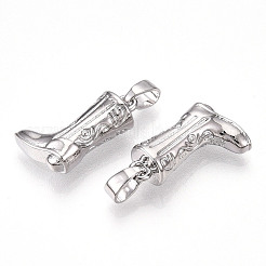 真鍮チャーム  カドミウムフリー＆鉛フリー  ブーツチャーム  プラチナ  17x10.5x6mm  穴：4x2.5mm&nbsp;KK-N254-243P