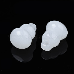 ジェイド風ガラスチャーム  ひょうたん/ひょうたんのチャーム  ホワイト  11~12x16mm  穴：1.5mm&nbsp;GLAA-S054-18B