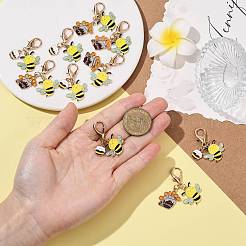 10 個 2 スタイル合金エナメルペンダント装飾  蜂の巣と蜂蜜の壺を持つ蜂  合金製カニカン付き  ミックスカラー  43mm  5個/スタイル&nbsp;HJEW-FS00090