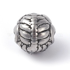 316サージカルステンレスビーズ  ラウンド  アンティークシルバー  10x10.5x10mm  穴：2mm&nbsp;STAS-F190-09AS