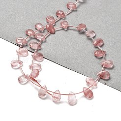 チェリークォーツガラスビーズ連売り  多面カット  ティアドロップ  トップ掘削  12x8x3.5mm  穴：0.9mm  約22~25個/連  13.78''（35センチメートル）&nbsp;G-Q167-A02-01