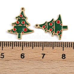 304ステンレスペンダント  エナメル  イオンプレーティング（ip）  クリスマスツリーチャーム  18KGP本金メッキ  グリーン  16.5x13x1.5mm  穴：1mm&nbsp;STAS-A120-31A-G