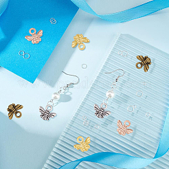 チベット風チャーム200個、4色  カドミウムフリー＆鉛フリー  蜂  ミックスカラー  10x11x2mm  穴：2mm&nbsp;TIBEP-DC0001-04