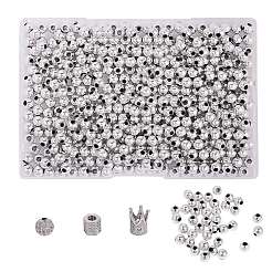 6個3スタイル真鍮製マイクロパヴェキュービックジルコニアビーズ  350個のccbプラスチックビーズ付き  プラチナ  2個/スタイル&nbsp;ZIRC-SZ0001-17