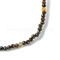 2mm 天然タイガーアイ ファセット ラウンド ビーズ ストレッチ ブレスレット (女性用)  内径：2インチ（5cm）&nbsp;BJEW-JB10843-04
