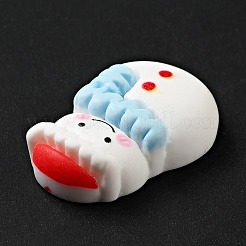 オペーク クリスマス レジン カボション  水色のスカーフを巻いた雪だるま  ホワイト  25.5x17.5x6.5mm&nbsp;RESI-G039-08