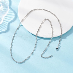 3mm 304ステンレススチールローロチェーンネックレス  変色しない  ステンレス鋼色  24.41インチ（62cm）&nbsp;NJEW-JN05622-01