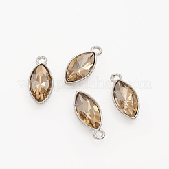 亜鉛合金ガラスペンダント  馬の目  プラチナ  ゴールデンロッド  20x9x4.5~5.5mm  穴：1.5mm&nbsp;GLAA-WH0015-42C